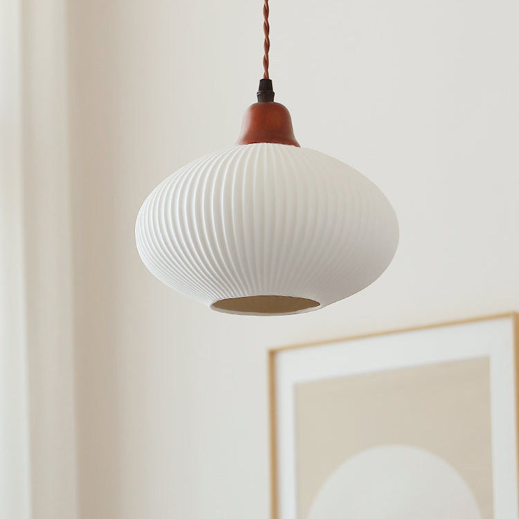Haru – Lampe Suspendue en Bois et Céramique Rustique