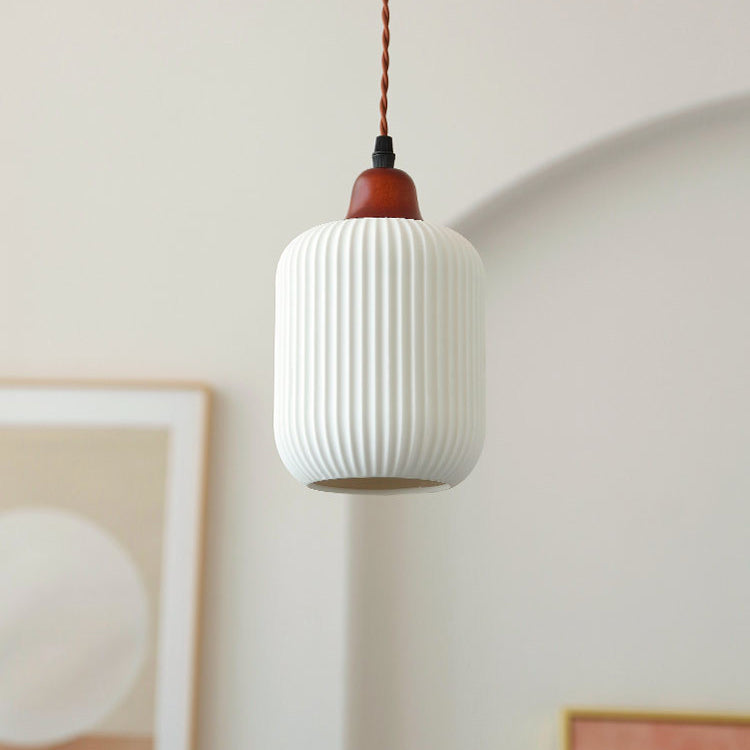 Haru – Lampe Suspendue en Bois et Céramique Rustique