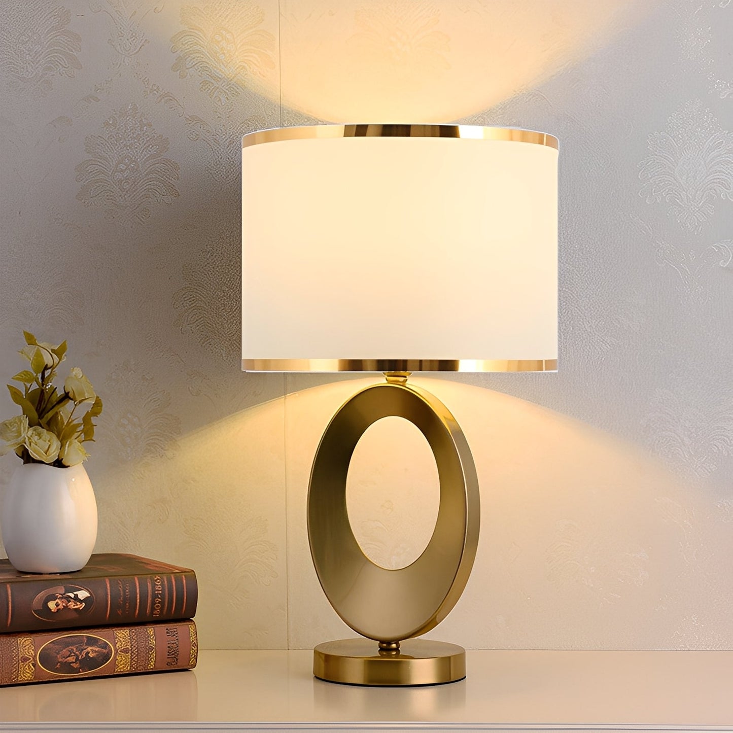 Jordy – Lujo Anillo de Tela Lámpara de Mesa