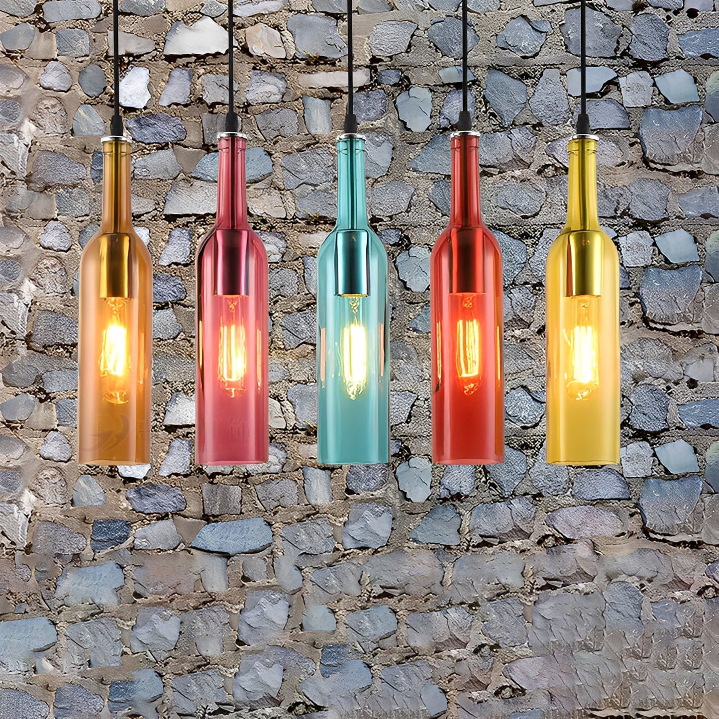Yvette – Lampe Suspendue Industrielle Bouteilles de Bière