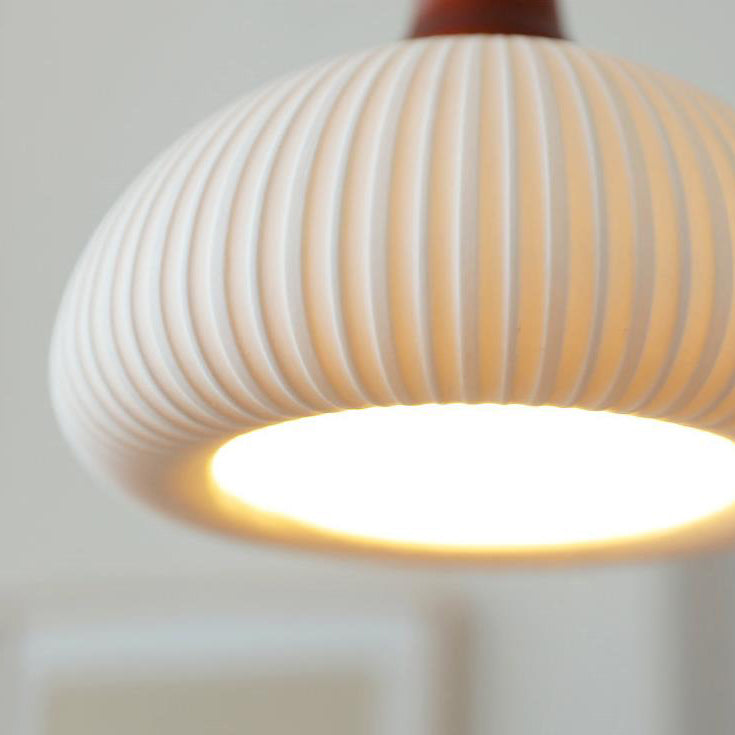 Haru – Lampe Suspendue en Bois et Céramique Rustique
