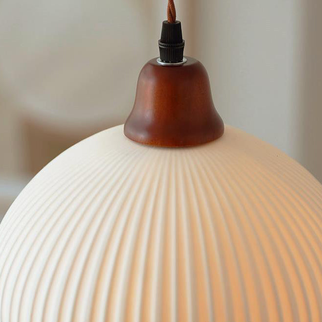 Haru – Lampe Suspendue en Bois et Céramique Rustique