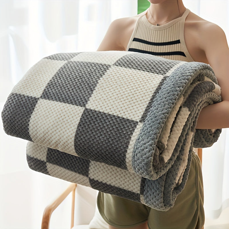 Rowan – Couverture en polaire douce à carreaux pour moments confortables
