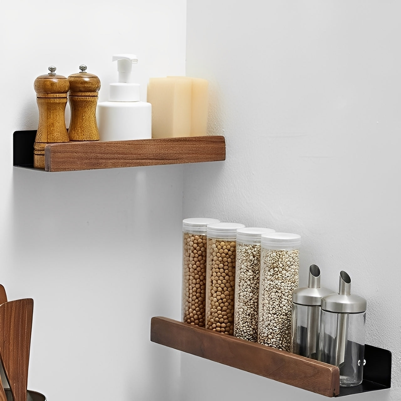 Troy – Étagère de salle de bain en bois massif sans percer