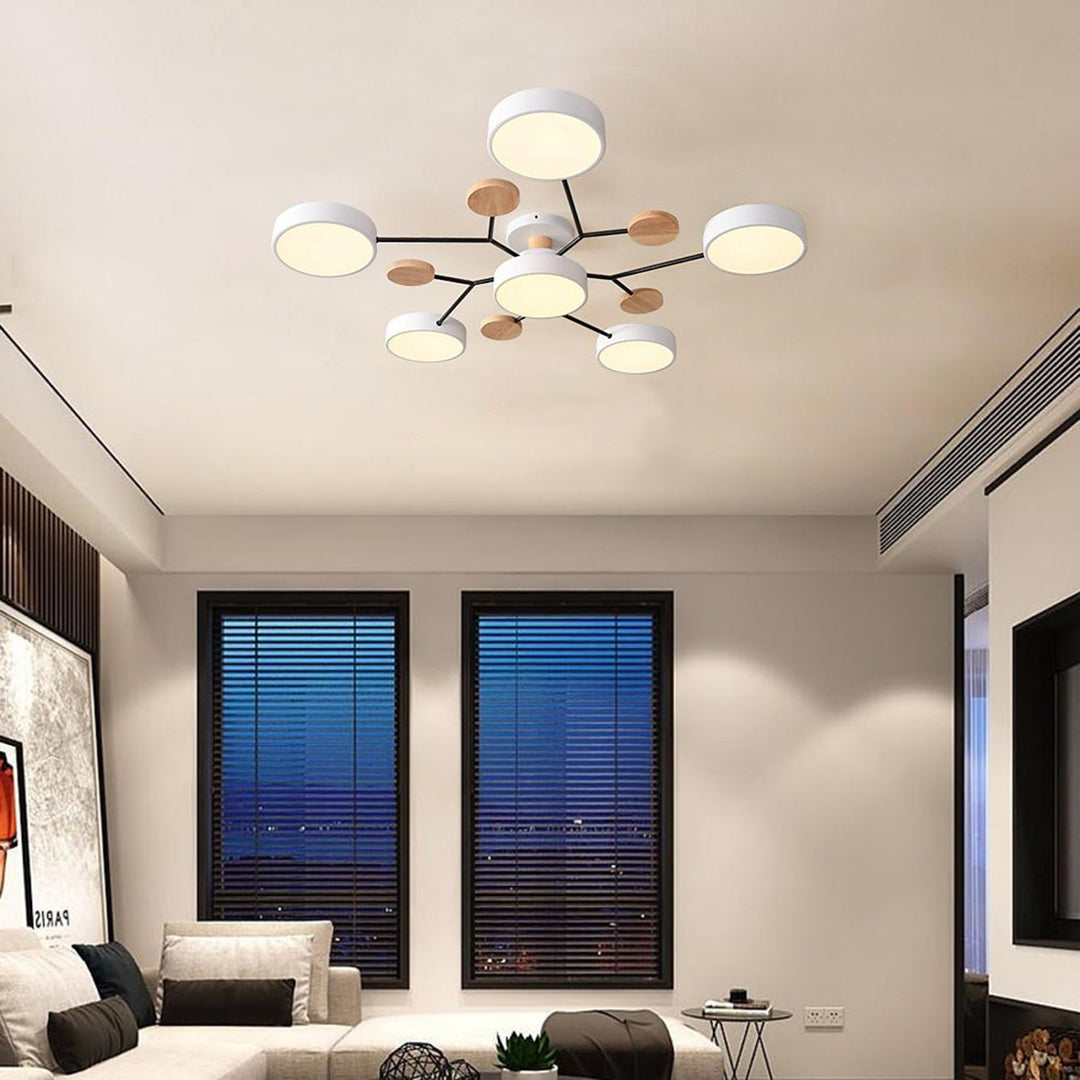 Lina – Lampe de plafond artistique en métal et bois