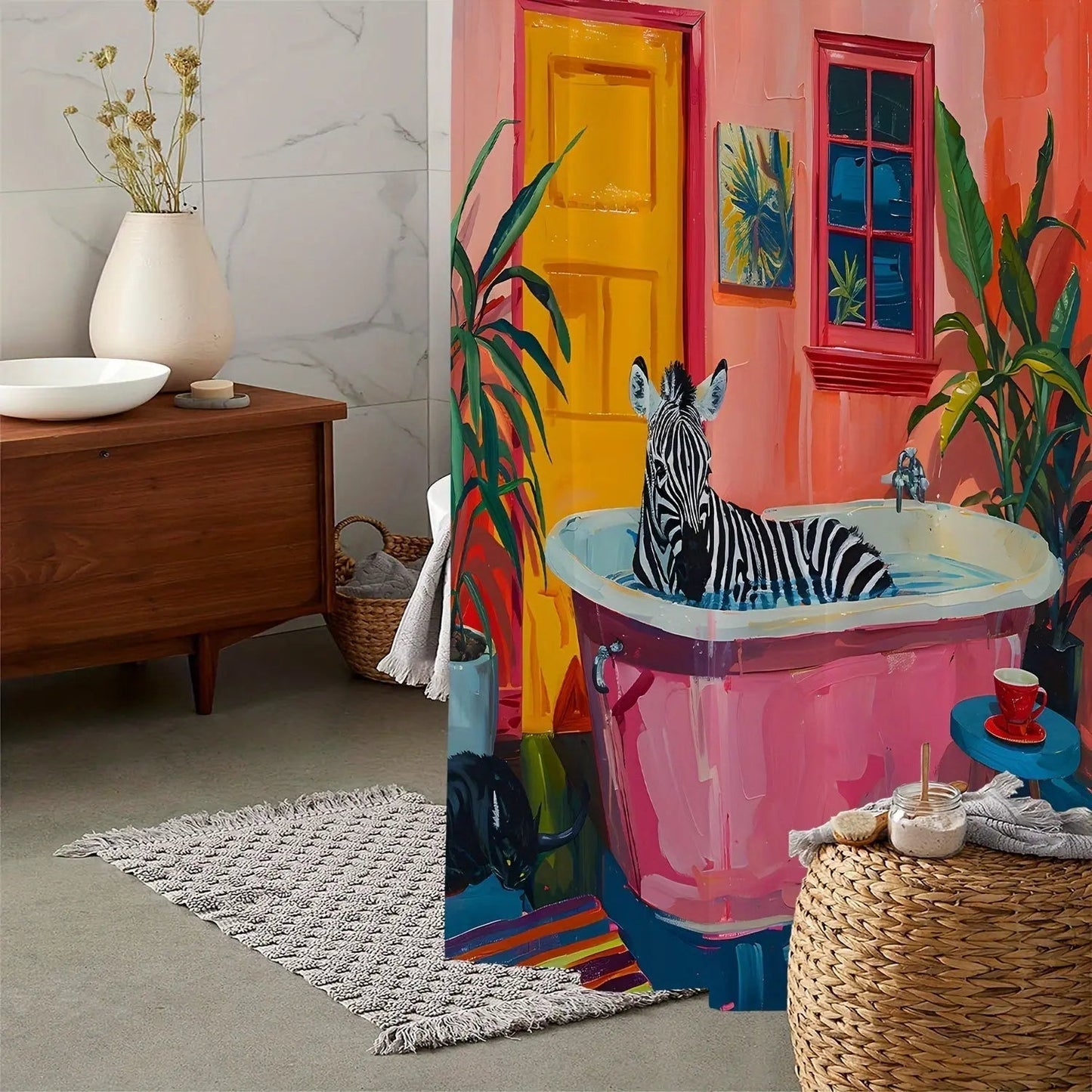 Rideau de douche à motif zèbre – Une touche sauvage pour la salle de bain
