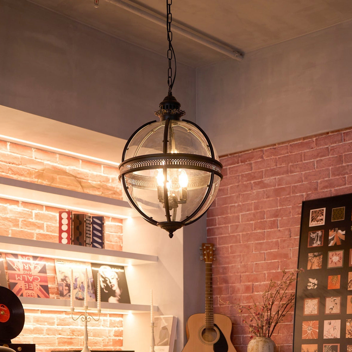 Gideon – Lustre en Verre Rond Retro