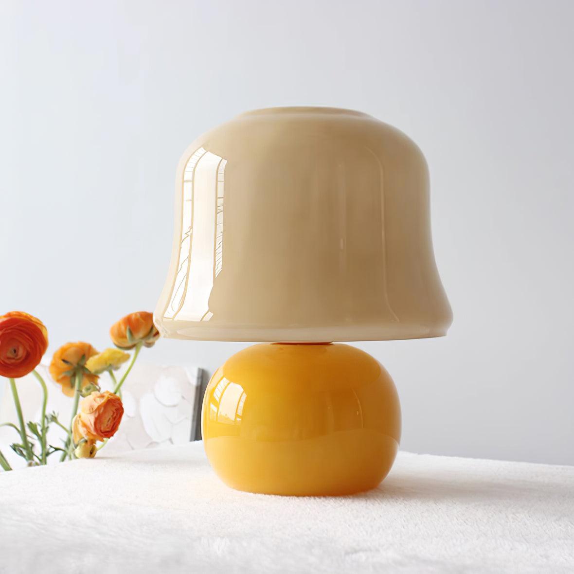 Zara – Lampe de table design champignon en verre émaillé