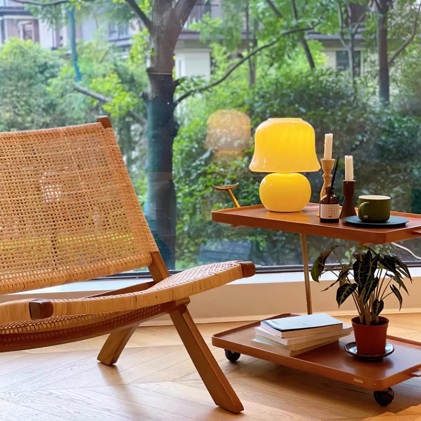 Zara – Lampe de table design champignon en verre émaillé