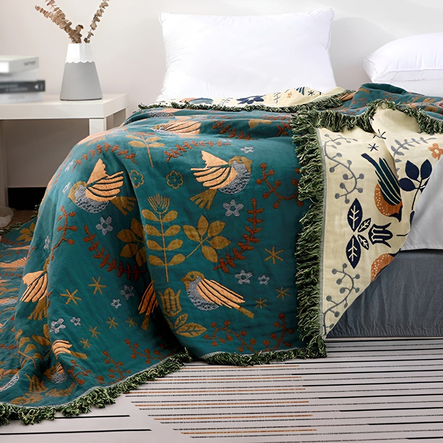 Reve Nomade – Couverture boheme en coton reversible