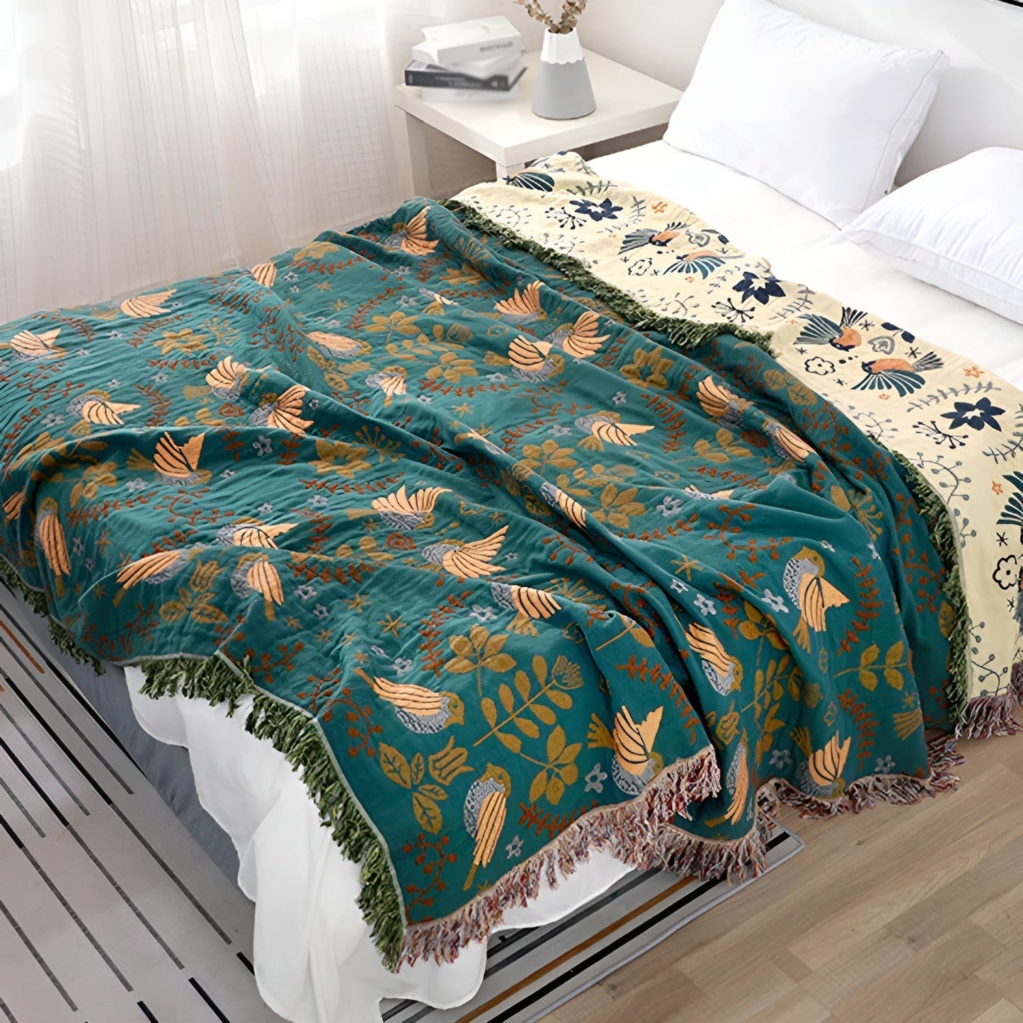 Reve Nomade – Couverture boheme en coton reversible