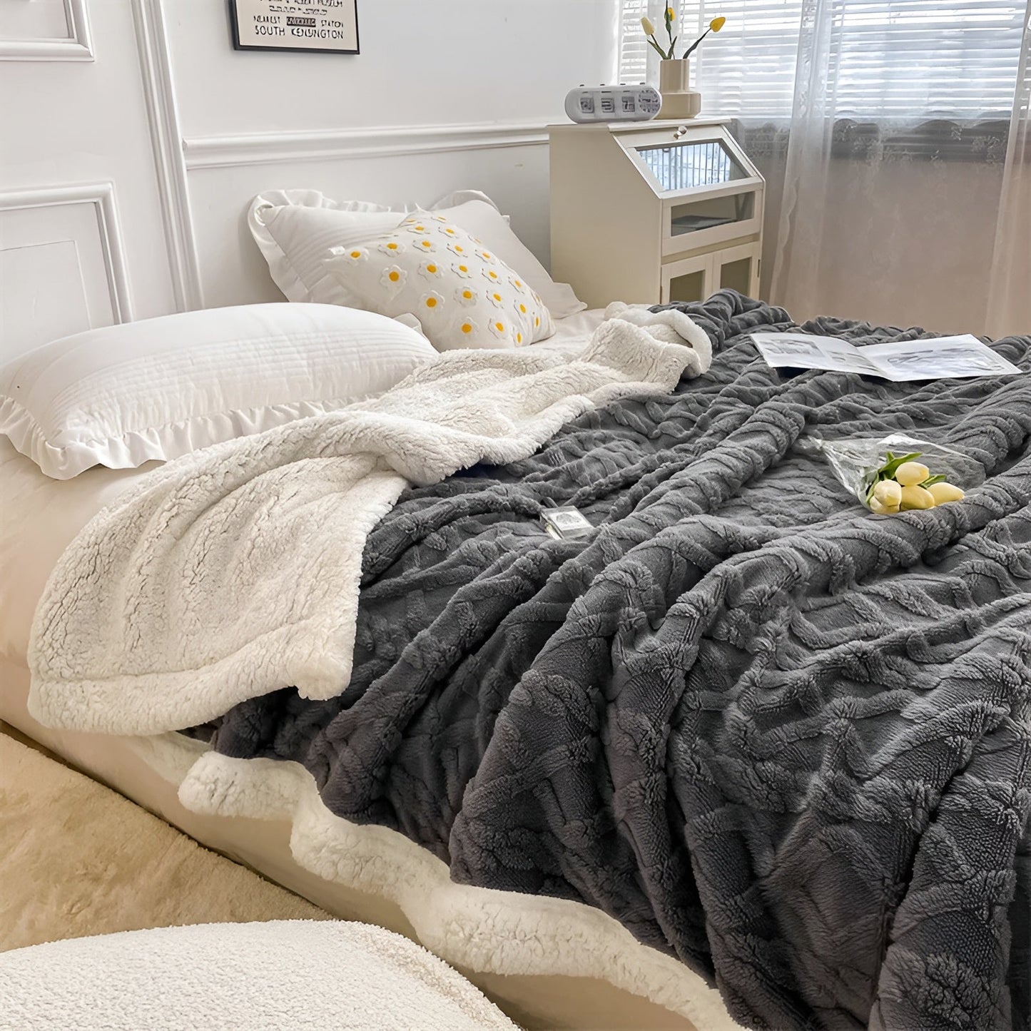 Cozy Cuddle - Couverture en cachemire polaire double face pour des nuits chaleureuses et stylées