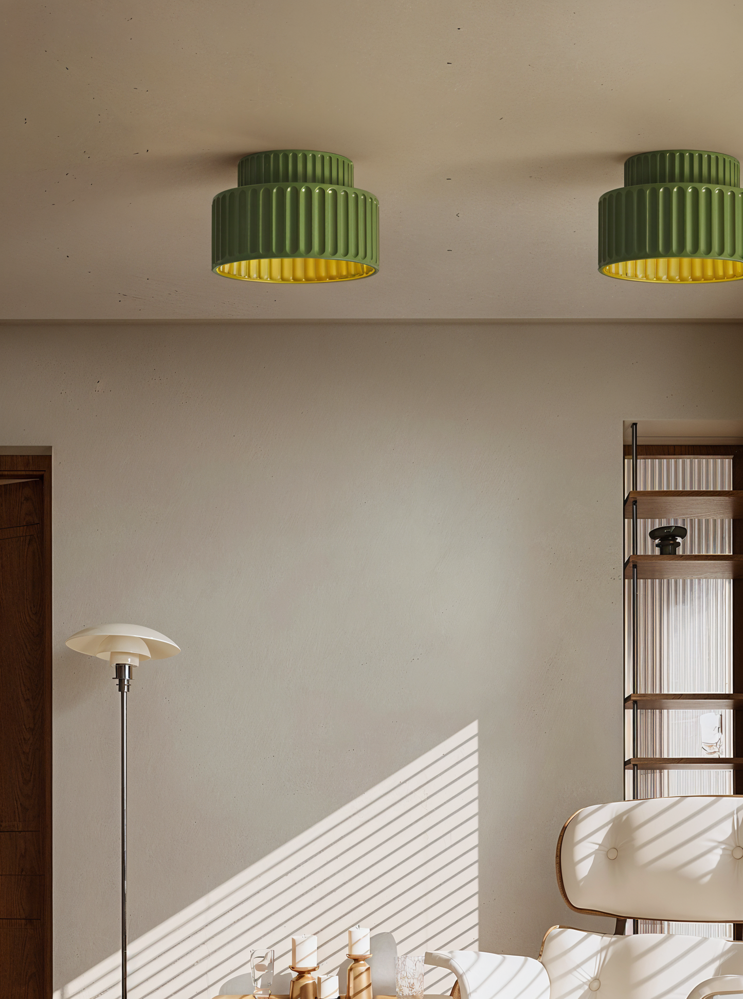 BrumeForme – Plafonnier en résine mate nervurée