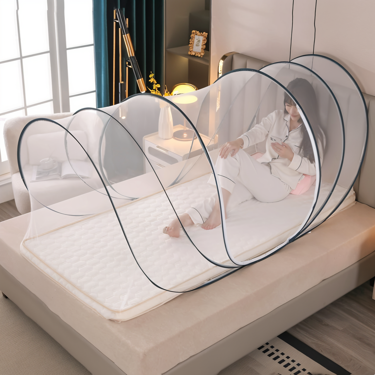 Filet Anti-Moustiques GlamNet – Moustiquaire circulaire pliable pour une protection élégante