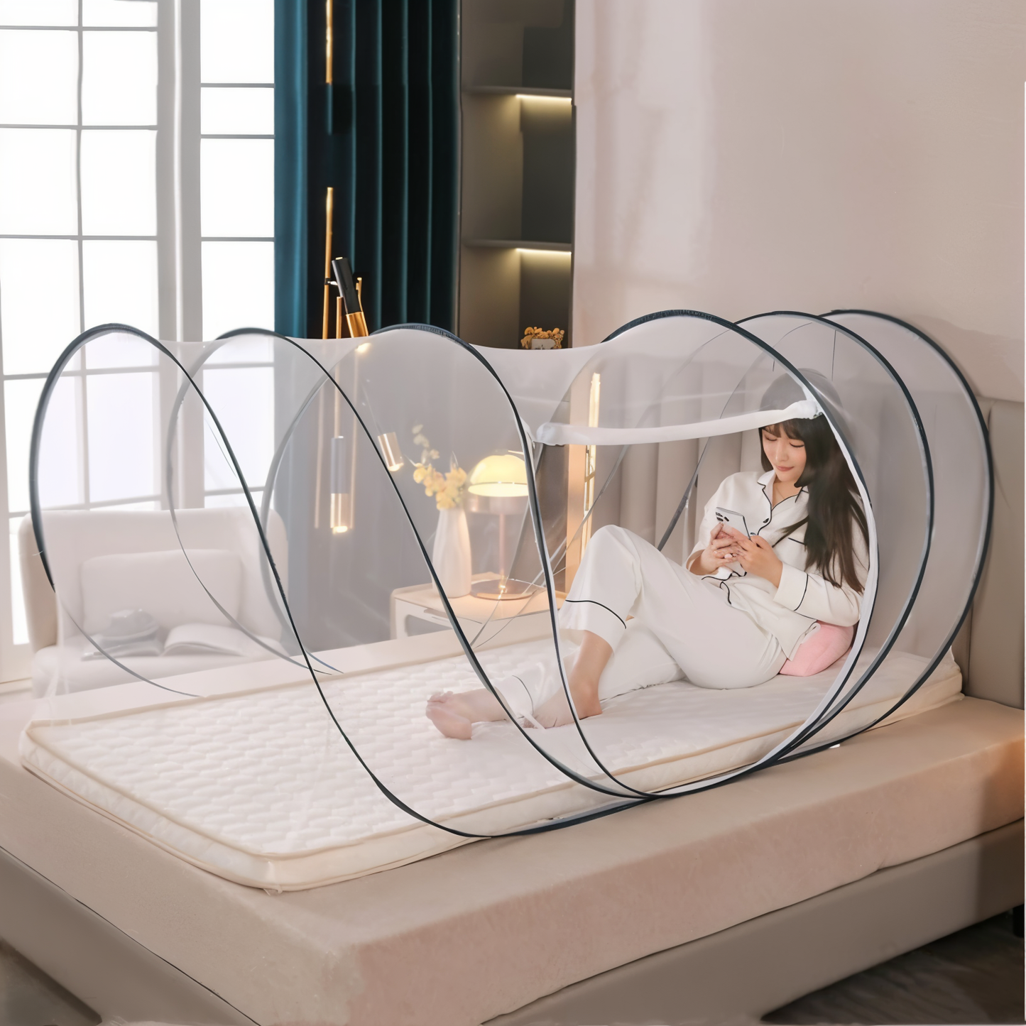 Filet Anti-Moustiques GlamNet – Moustiquaire circulaire pliable pour une protection élégante