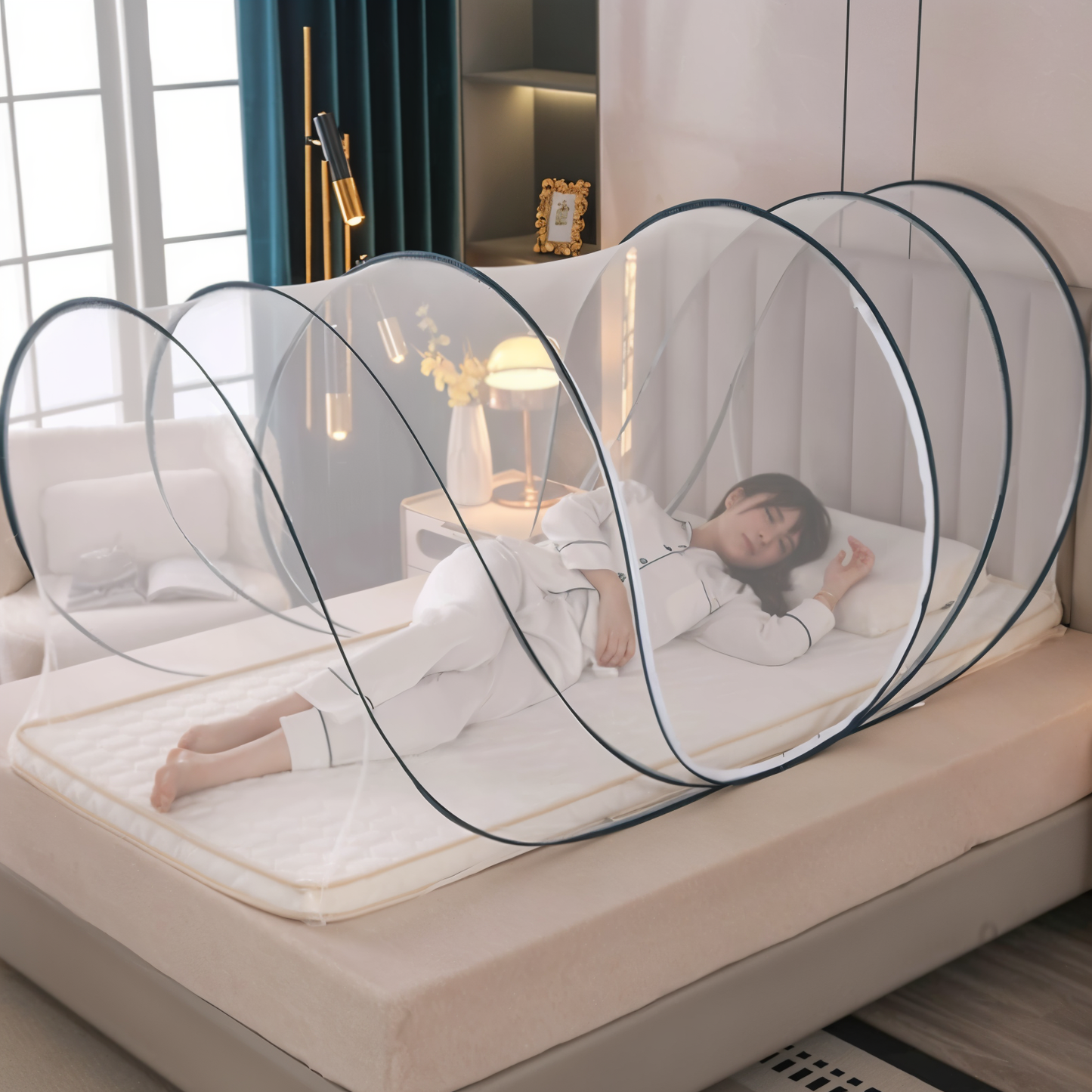Filet Anti-Moustiques GlamNet – Moustiquaire circulaire pliable pour une protection élégante