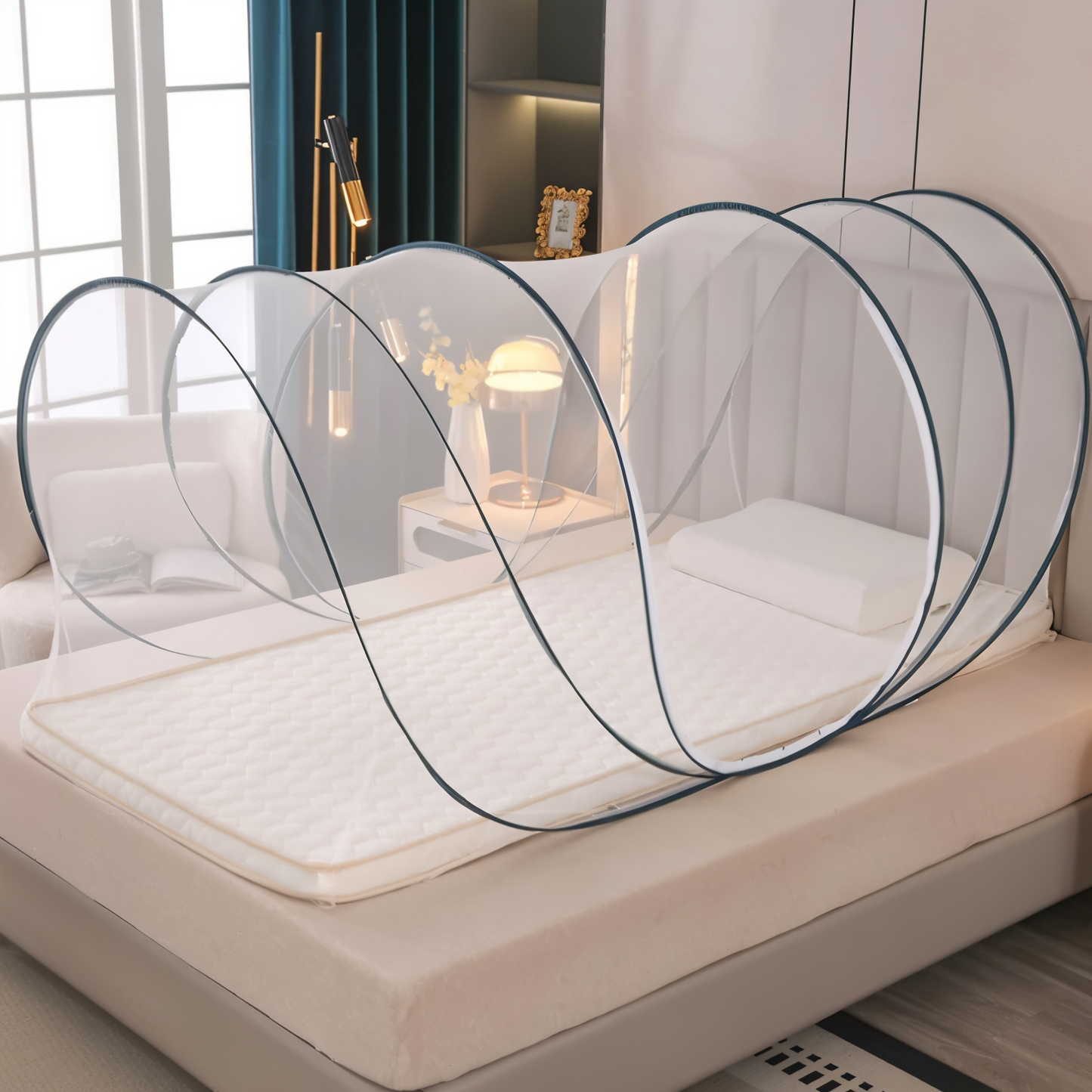 Filet Anti-Moustiques GlamNet – Moustiquaire circulaire pliable pour une protection élégante