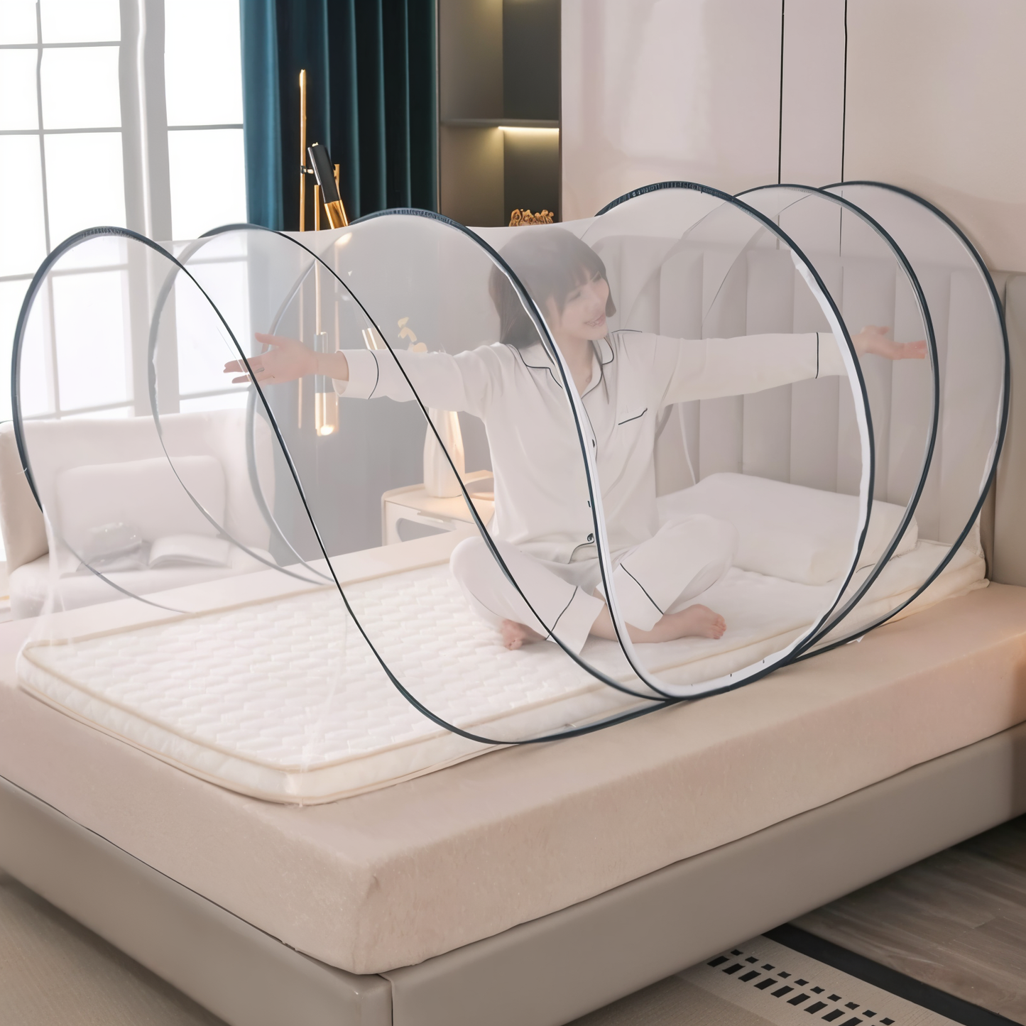 Filet Anti-Moustiques GlamNet – Moustiquaire circulaire pliable pour une protection élégante
