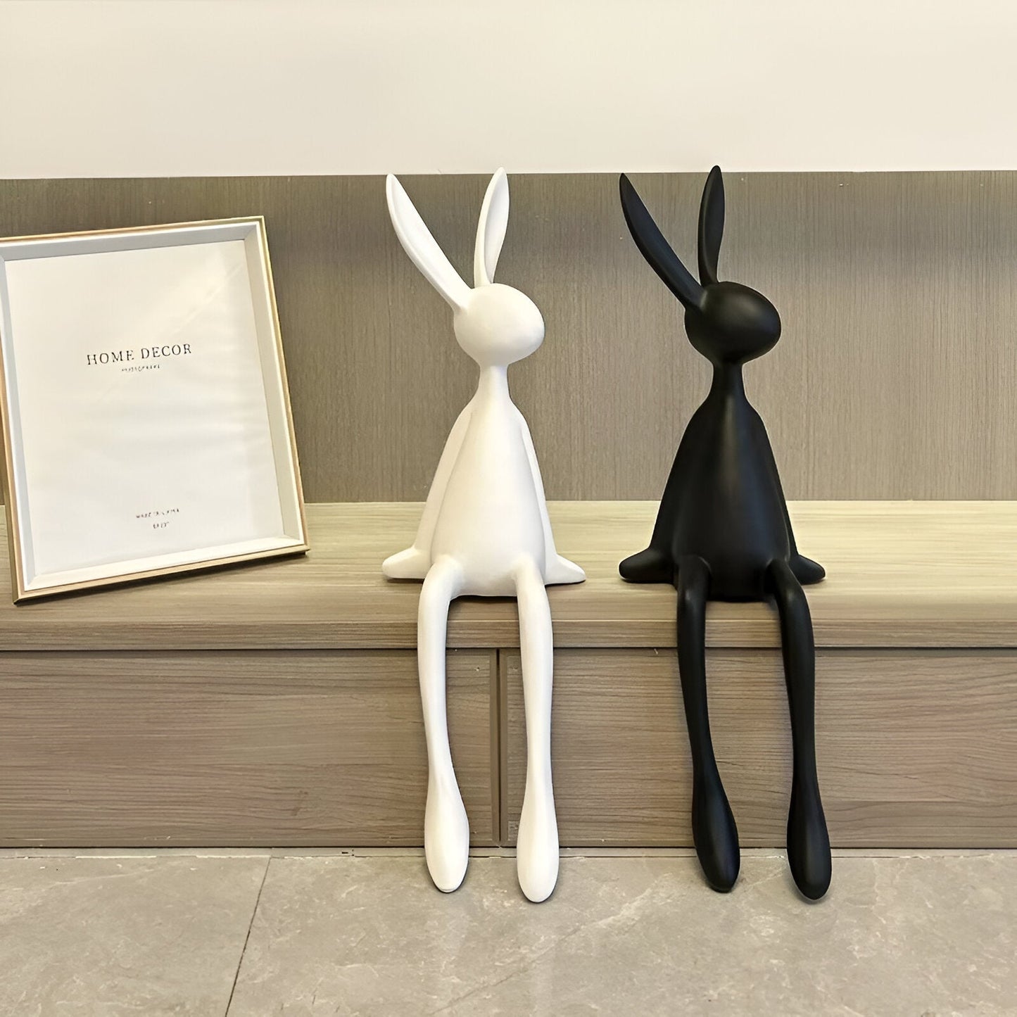 ResinLux Lapin de Pâques - Décoration moderne en résine noir/blanc/bleu