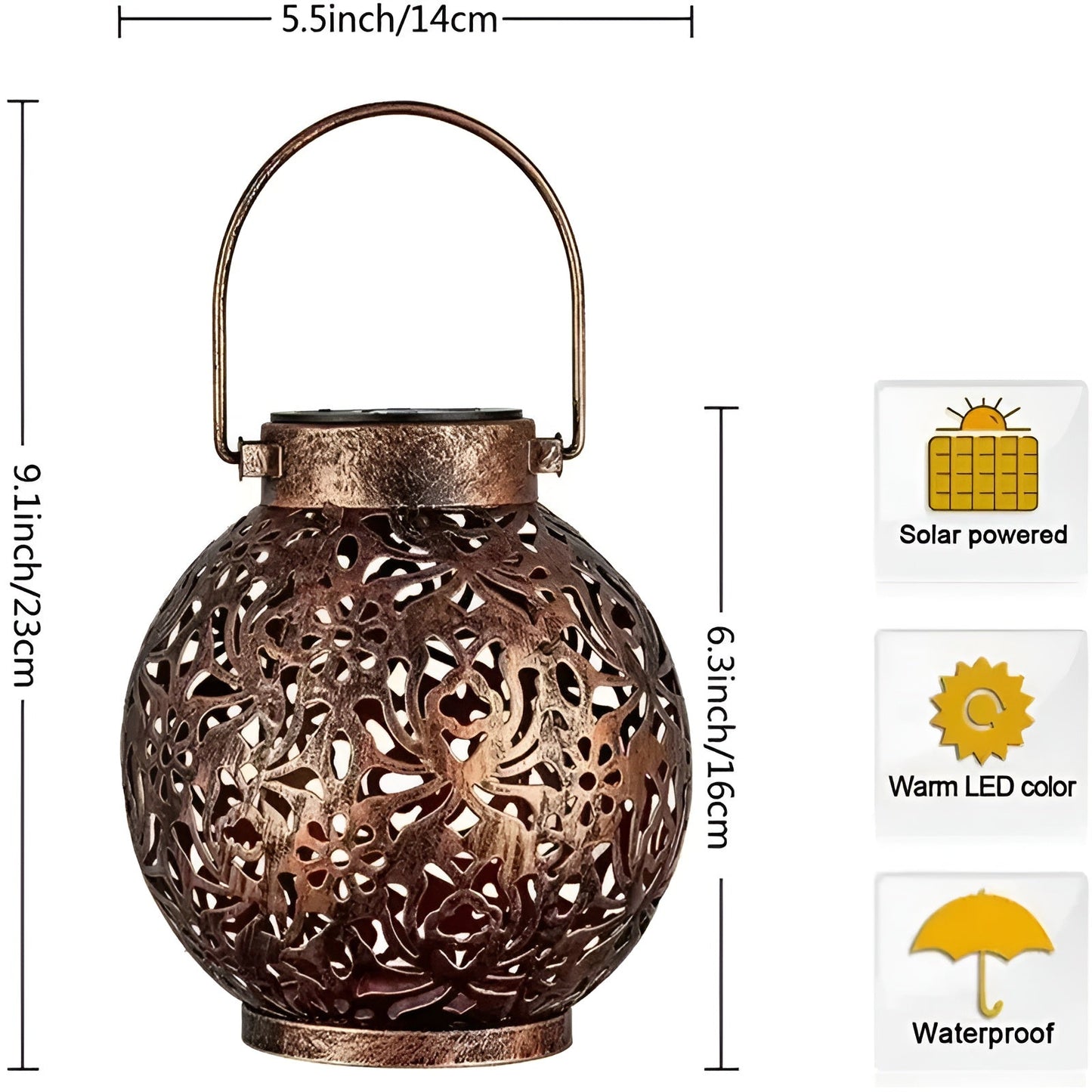Lanterne Solaire Vintage – Lampe extérieure étanche à énergie solaire au style rétro