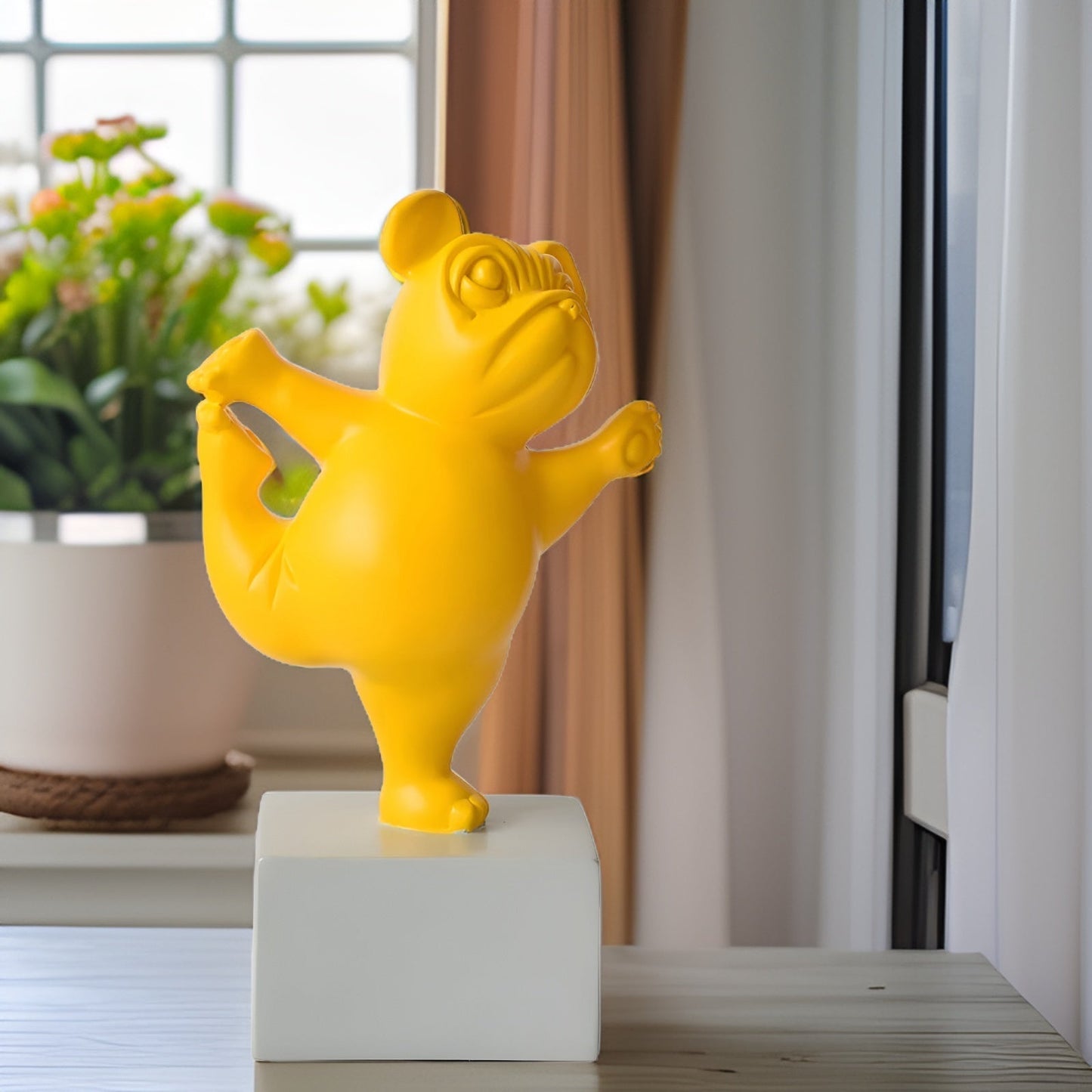 Yoga Bulldog Zen – Figurine de bouledogue en posture de yoga pour une touche ludique