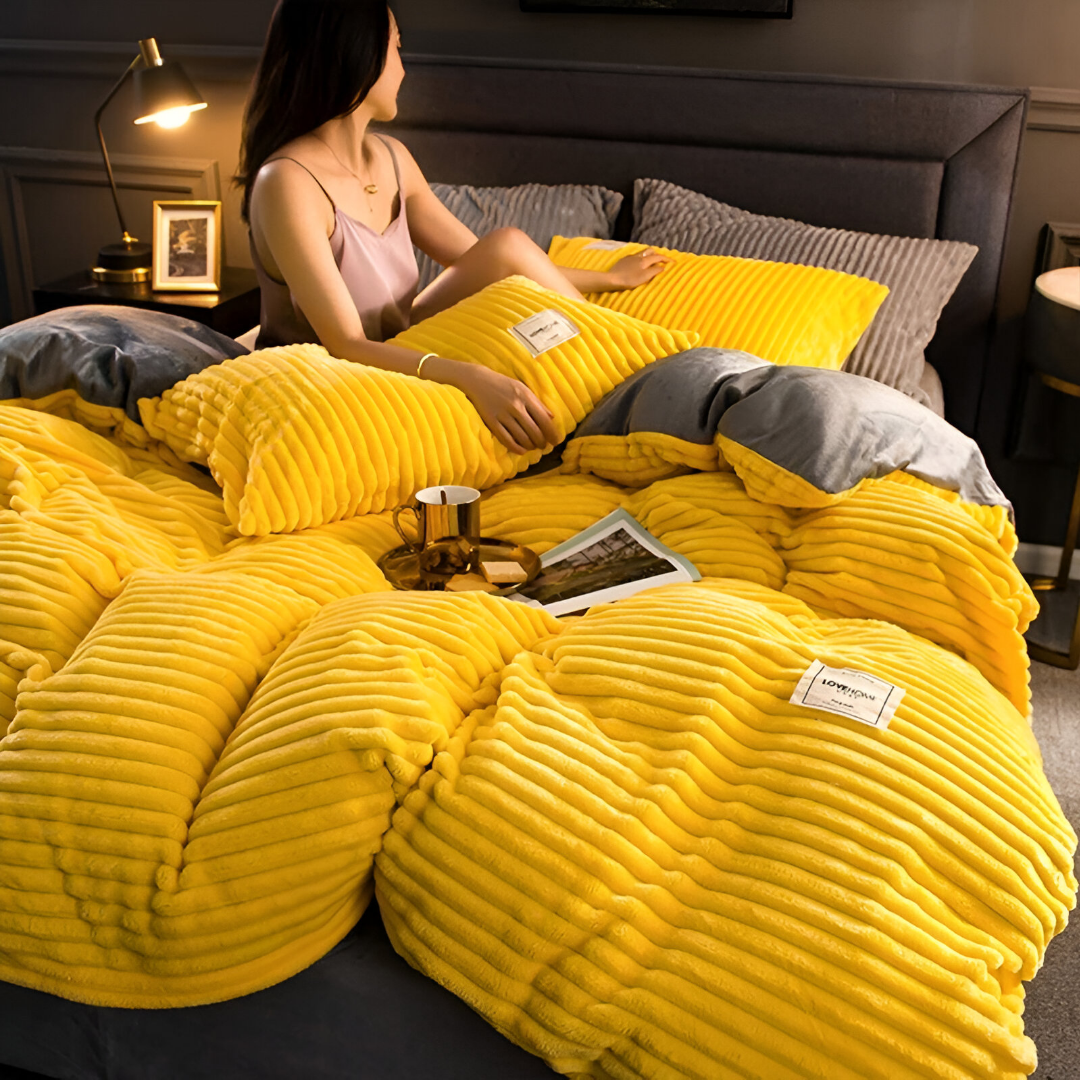 Blonney – Douce parure de lit en flanelle pour nuits chaudes