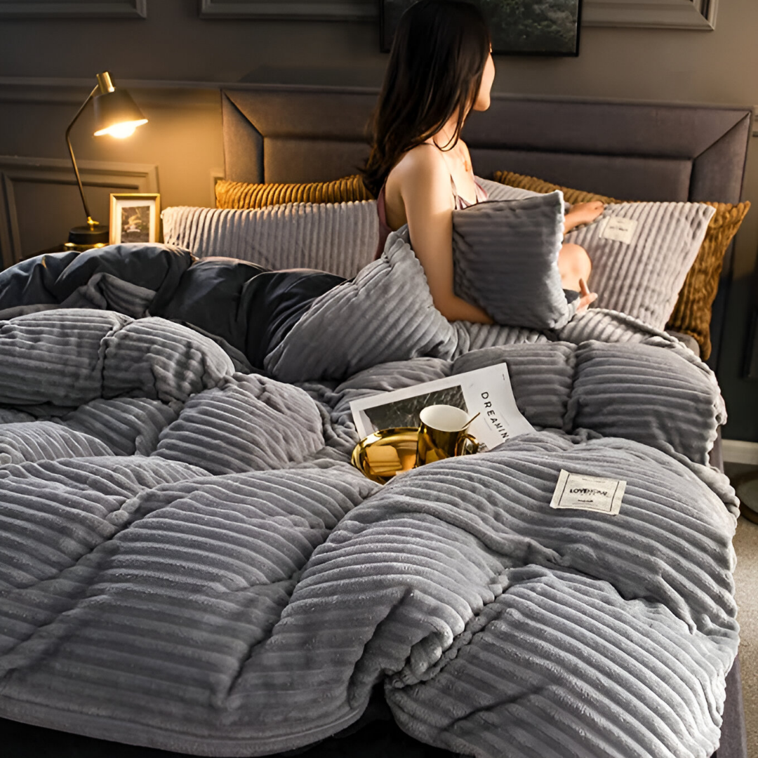 Blonney – Douce parure de lit en flanelle pour nuits chaudes