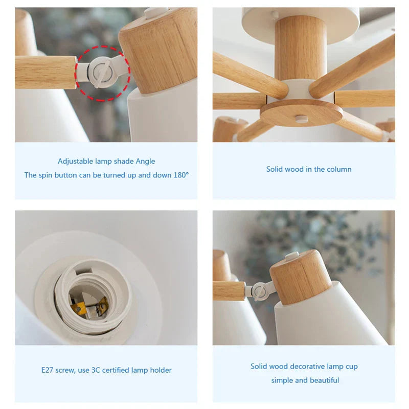 Plafonnier aux tons bois et macaron