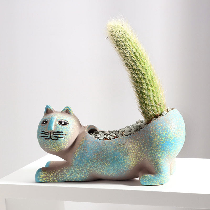 Pots de fleurs en céramique en forme de chat – Touche mignonne pour votre intérieur