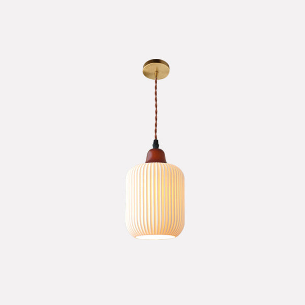 Haru – Lampe Suspendue en Bois et Céramique Rustique