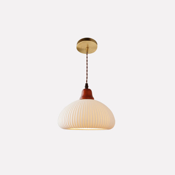 Haru – Lampe Suspendue en Bois et Céramique Rustique