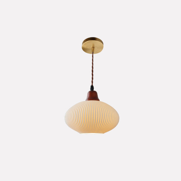 Haru – Lampe Suspendue en Bois et Céramique Rustique