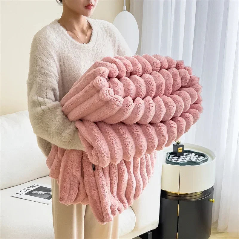 Couverture en peluche douce en velours à bulles