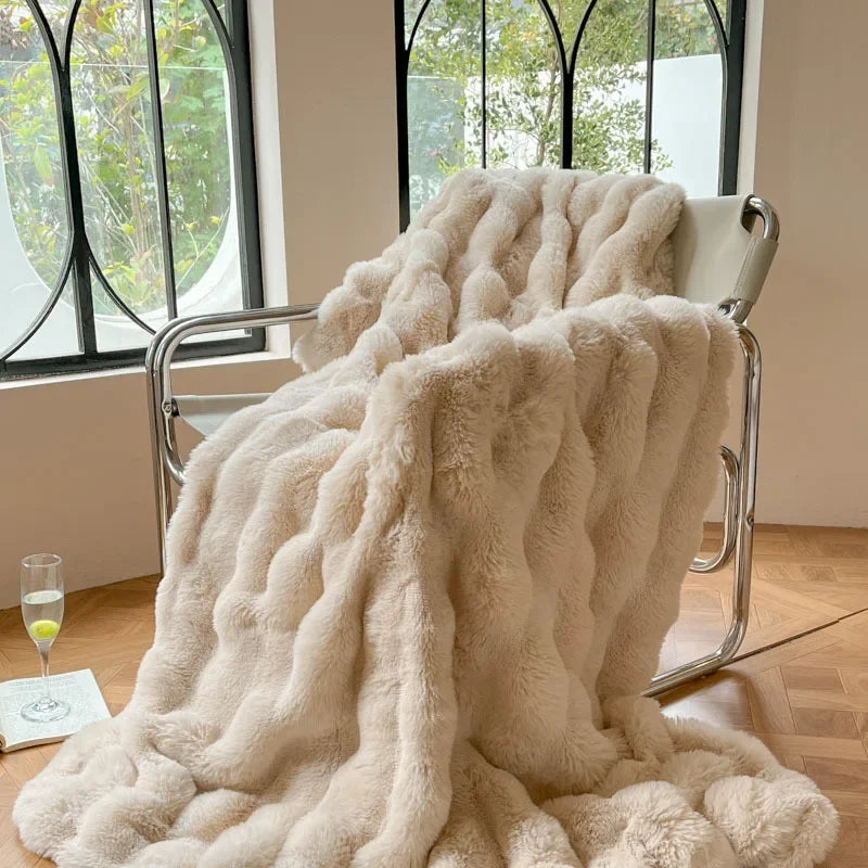 Couverture polaire douce et confortable en fourrure