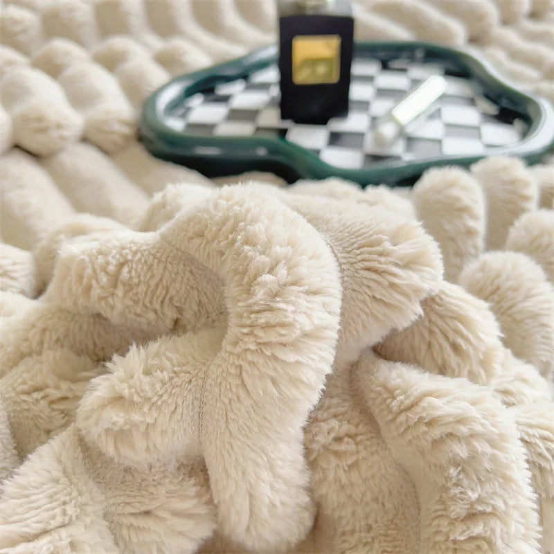 Couverture en peluche douce en velours à bulles