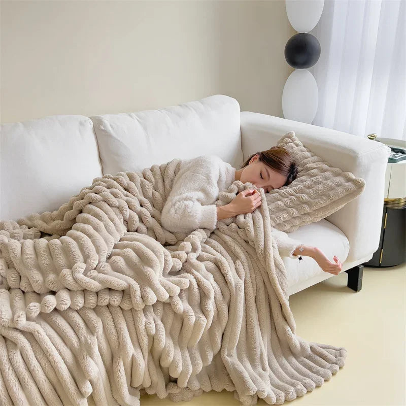 Couverture en peluche douce en velours à bulles