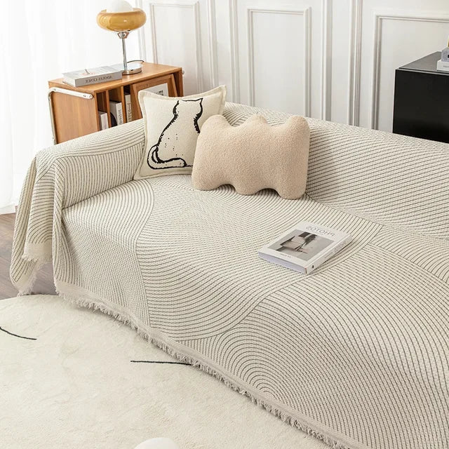 Tissu de protection rayé pour canapé
