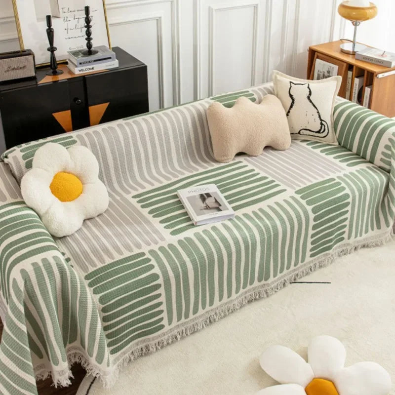 Tissu de protection rayé pour canapé