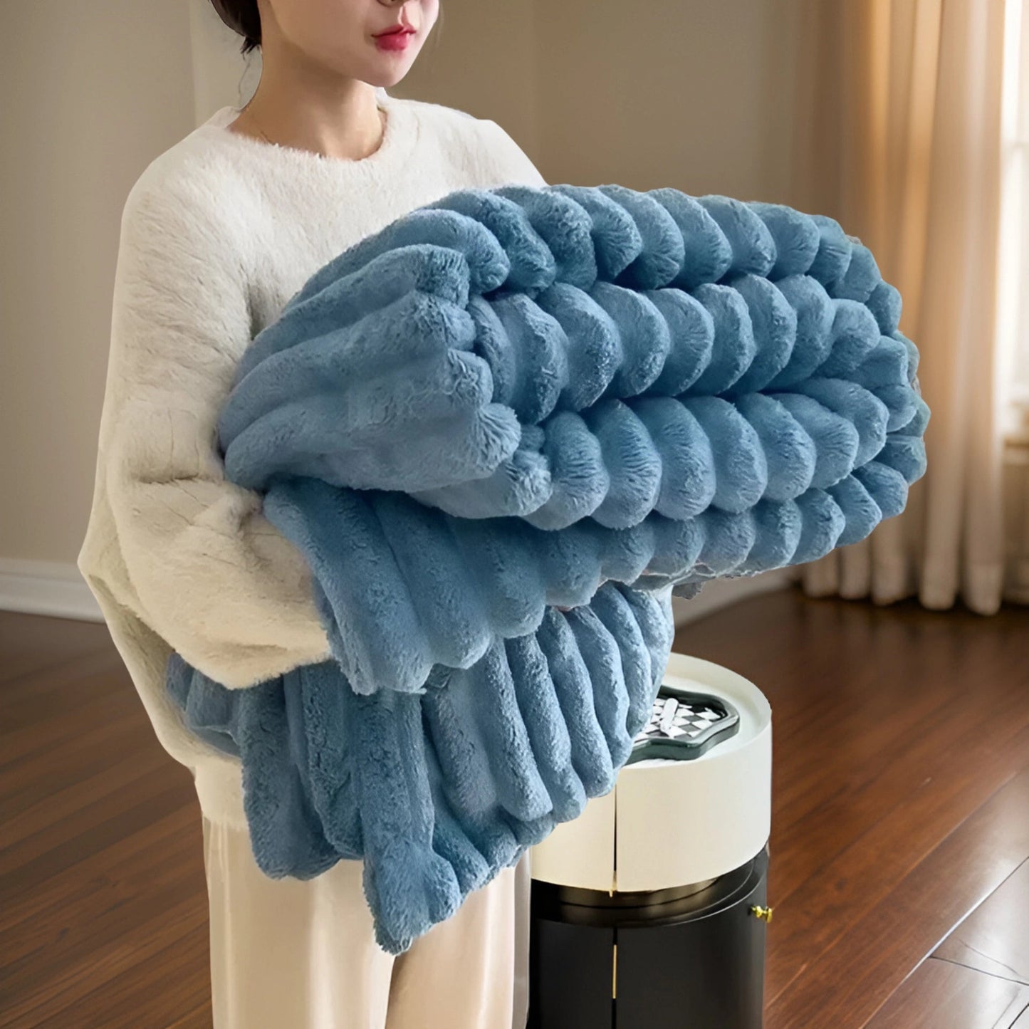 Nuvira – Couverture de luxe douce avec effet fourrure de lapin