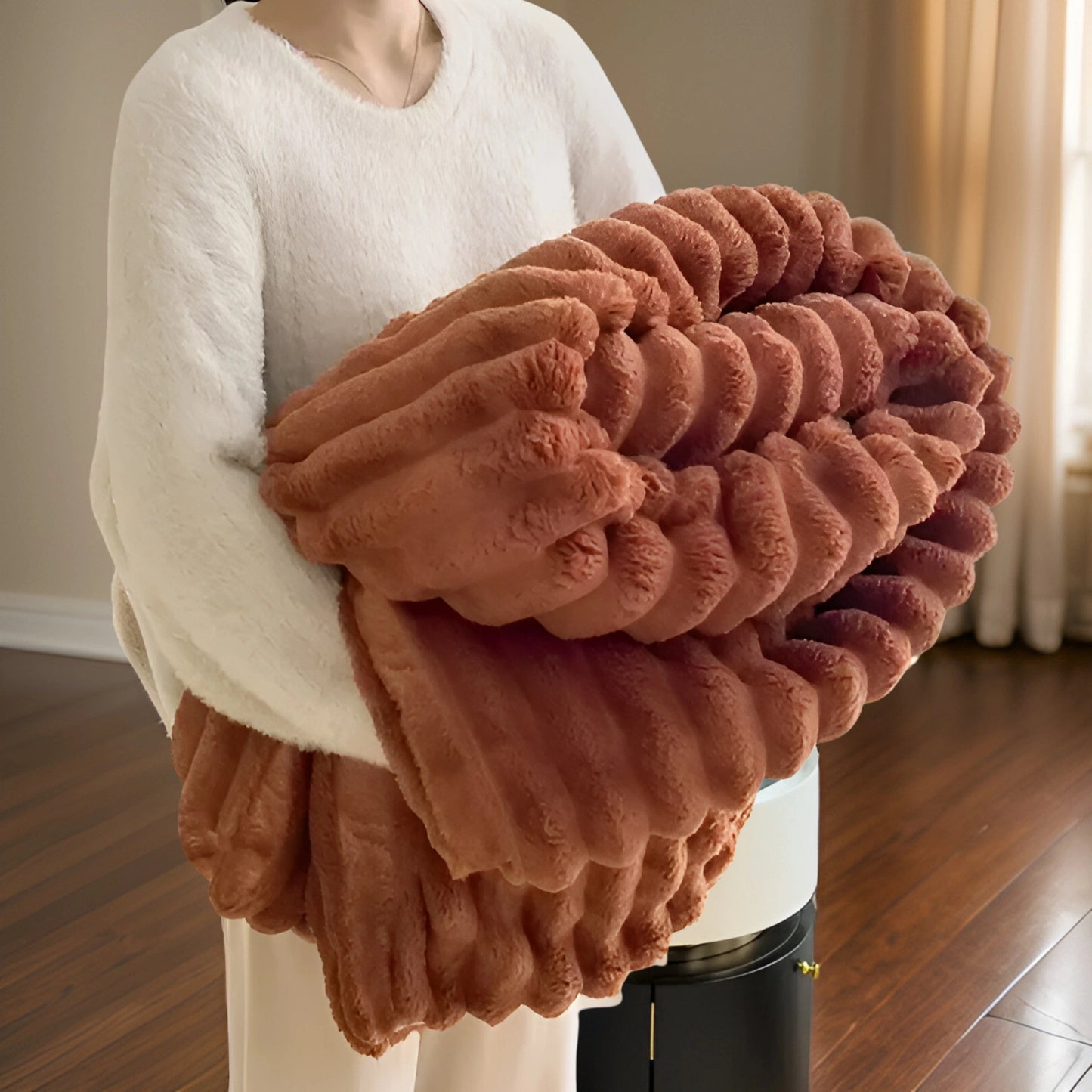 Nuvira – Couverture de luxe douce avec effet fourrure de lapin