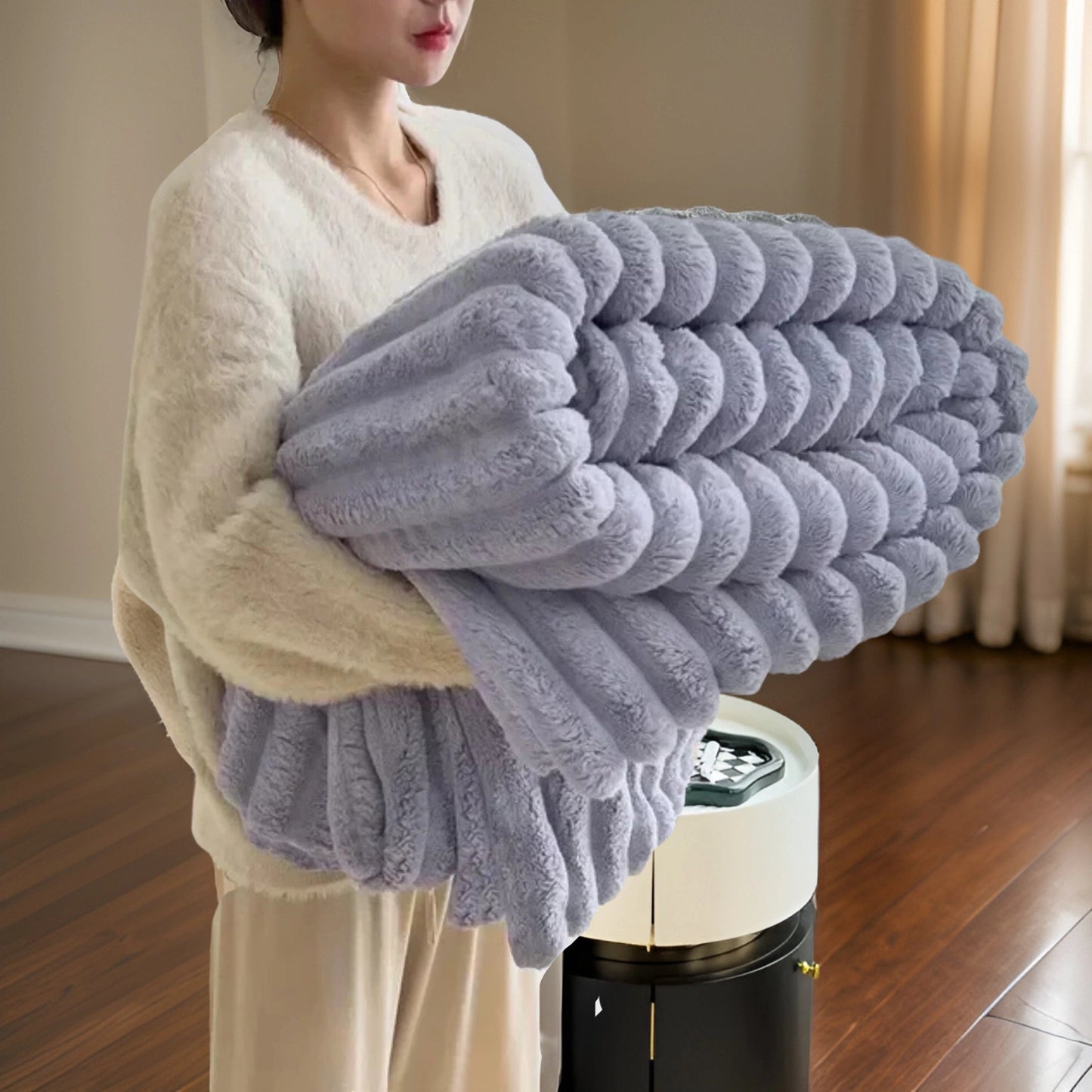 Nuvira – Couverture de luxe douce avec effet fourrure de lapin