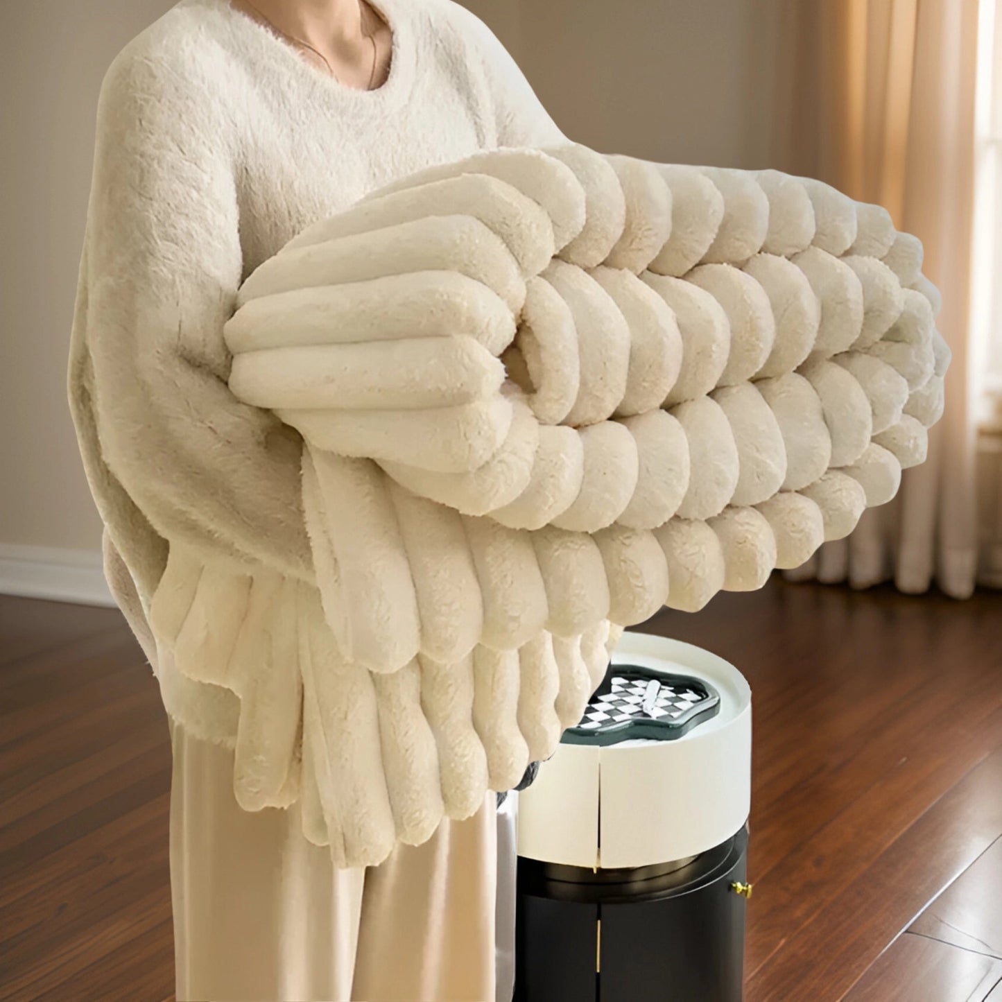 Nuvira – Couverture de luxe douce avec effet fourrure de lapin
