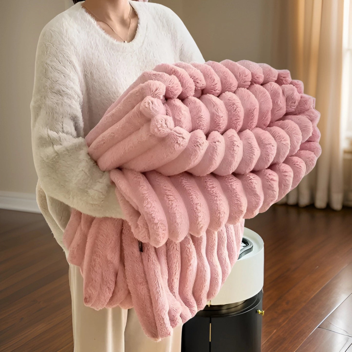 Nuvira – Couverture de luxe douce avec effet fourrure de lapin