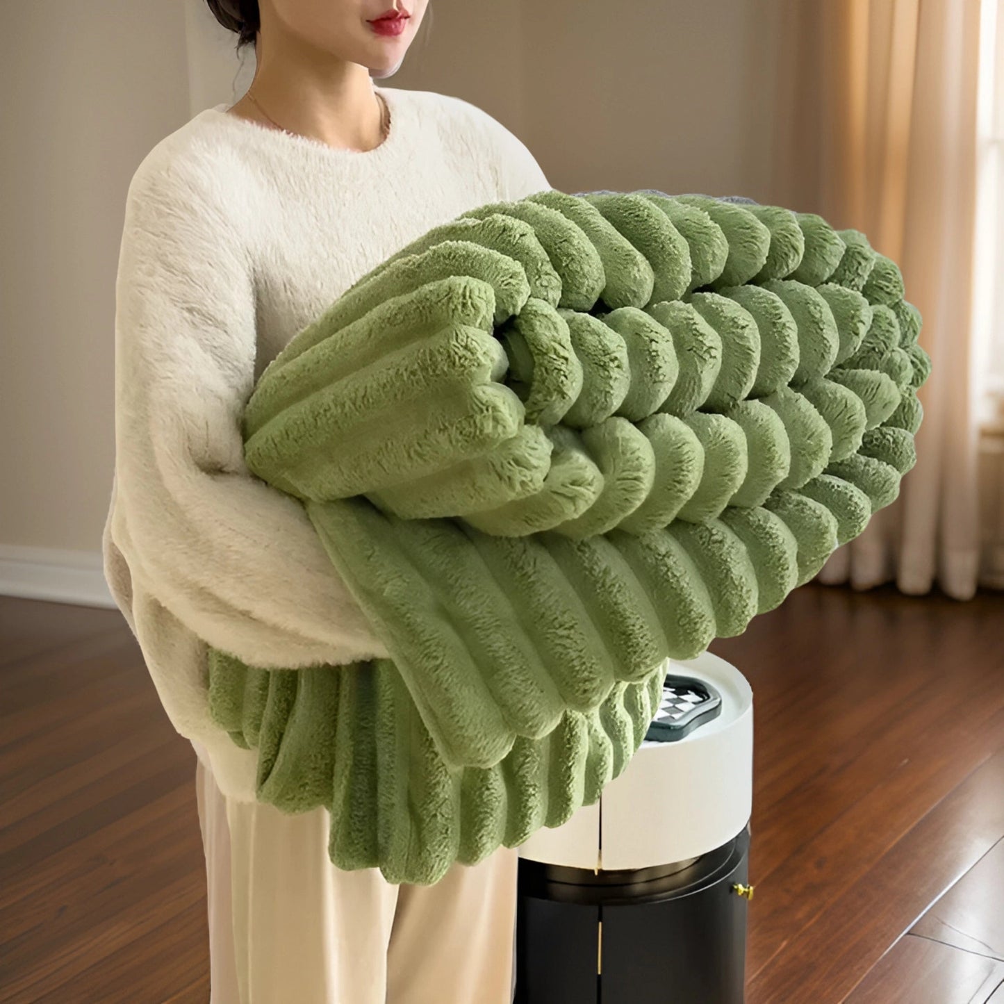 Nuvira – Couverture de luxe douce avec effet fourrure de lapin