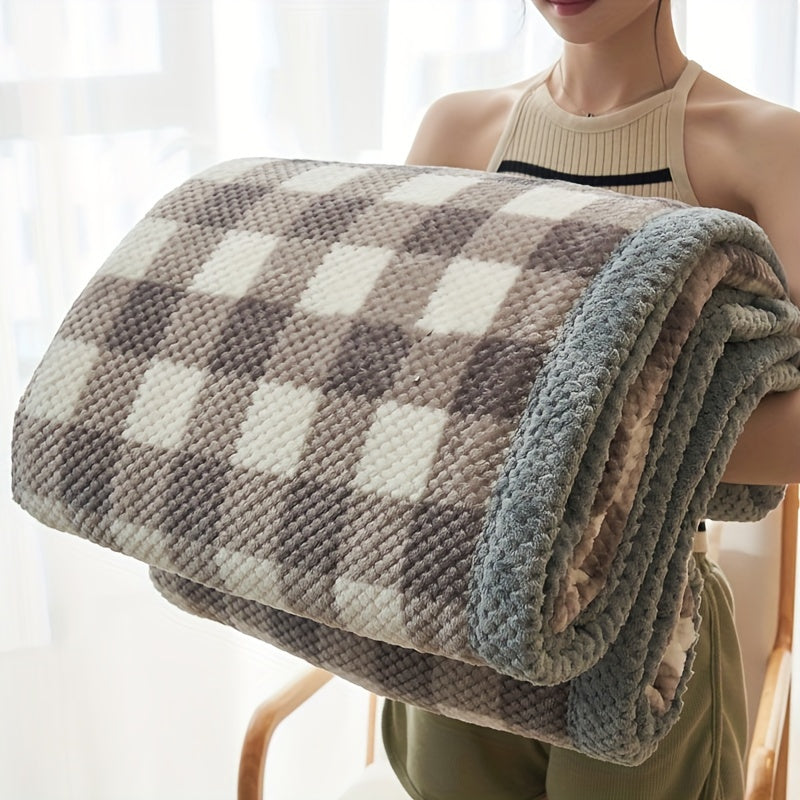 Rowan – Couverture en polaire douce à carreaux pour moments confortables