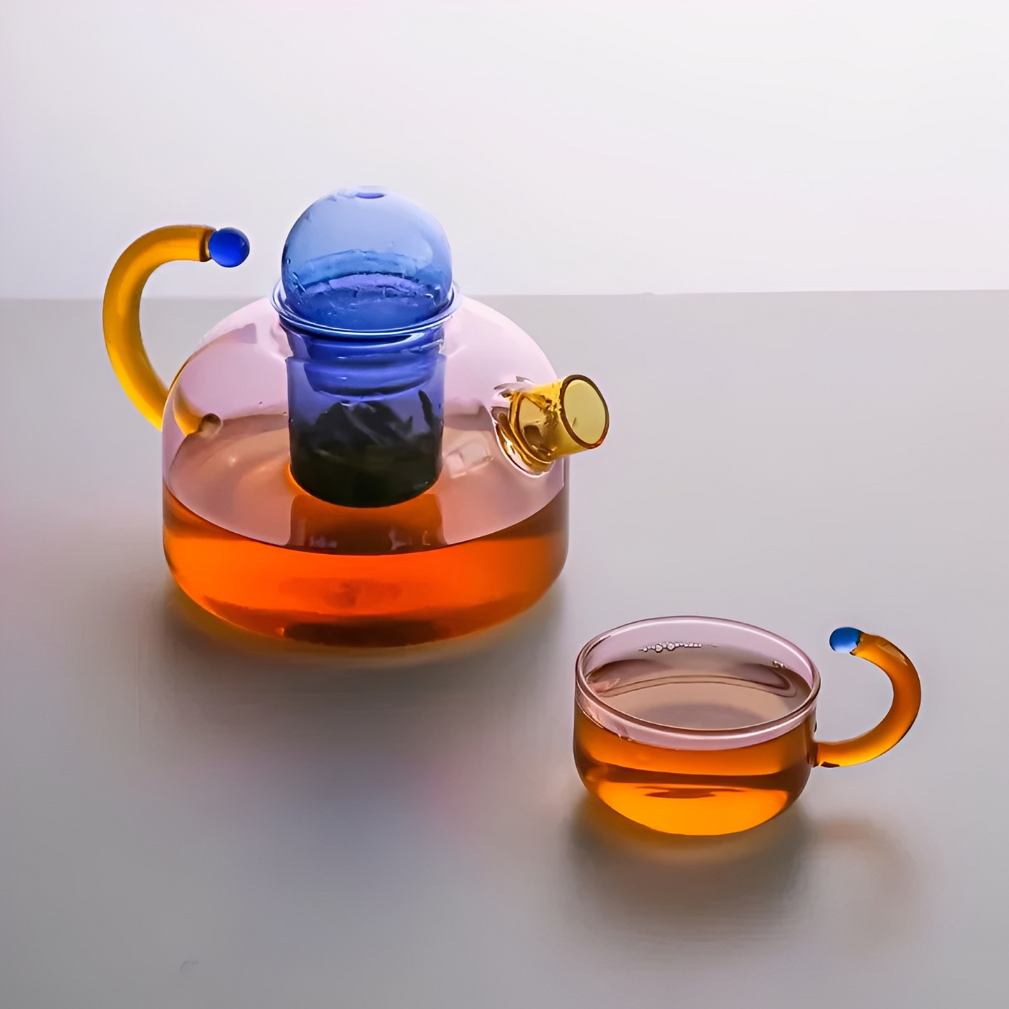 Taya – Théière en verre résistant à la chaleur avec contraste de couleur