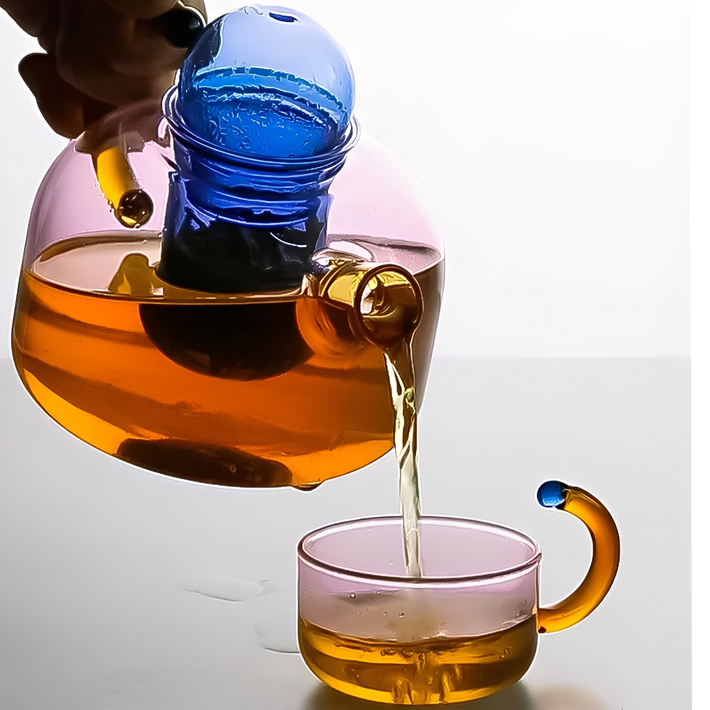 Taya – Théière en verre résistant à la chaleur avec contraste de couleur