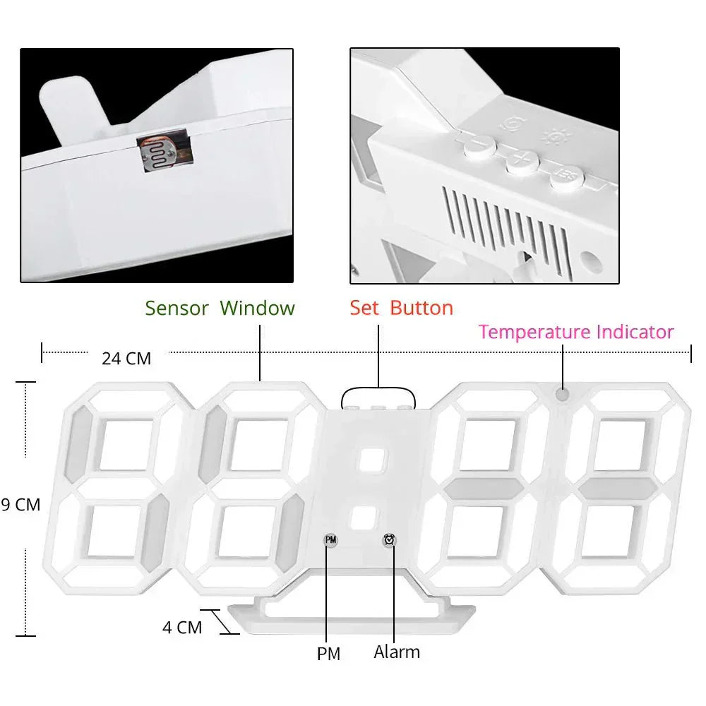 LumiHorloge – Horloge murale LED 3D avec intensité réglable