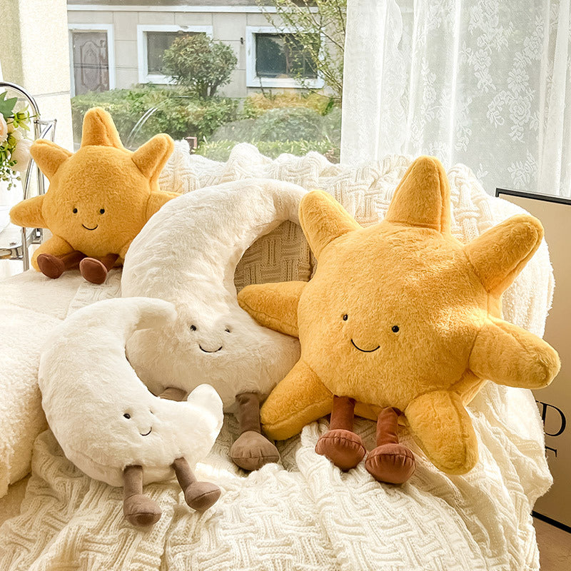 Coussin de canapé Lune et Soleil Visage souriant