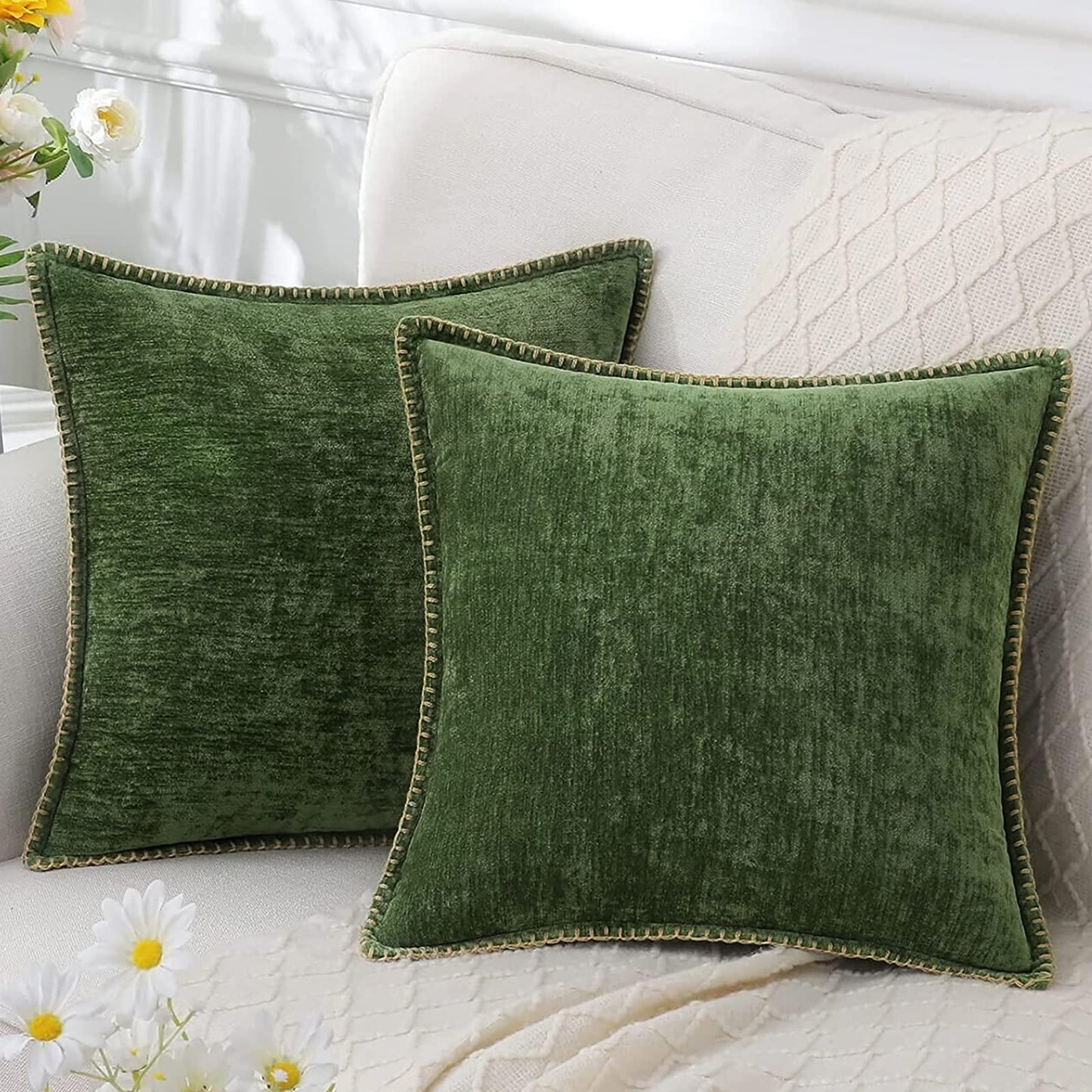Audrey – Housse de coussin en chenille pour accents déco luxueux